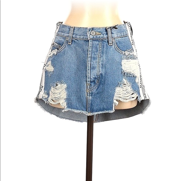 LF deconstructed shirt denim skirt size 25 - Picture 1 of 9